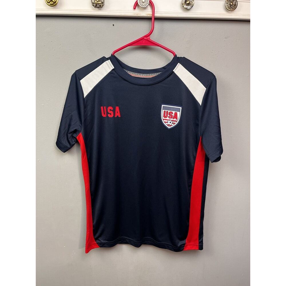 Team USA STRIKER Jersey‎ Shirt Youth XL Blue Red Performance Soccer